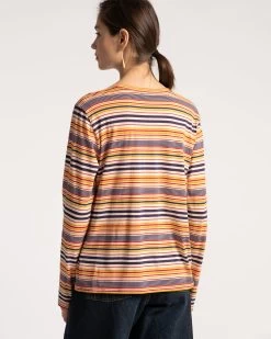 Long Sleeve Tee Regatta Stripe Navy Yellow -clothing regatta t 03