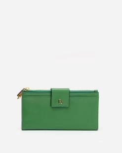Double Slim Wallet Soft Nappa Green Oyster