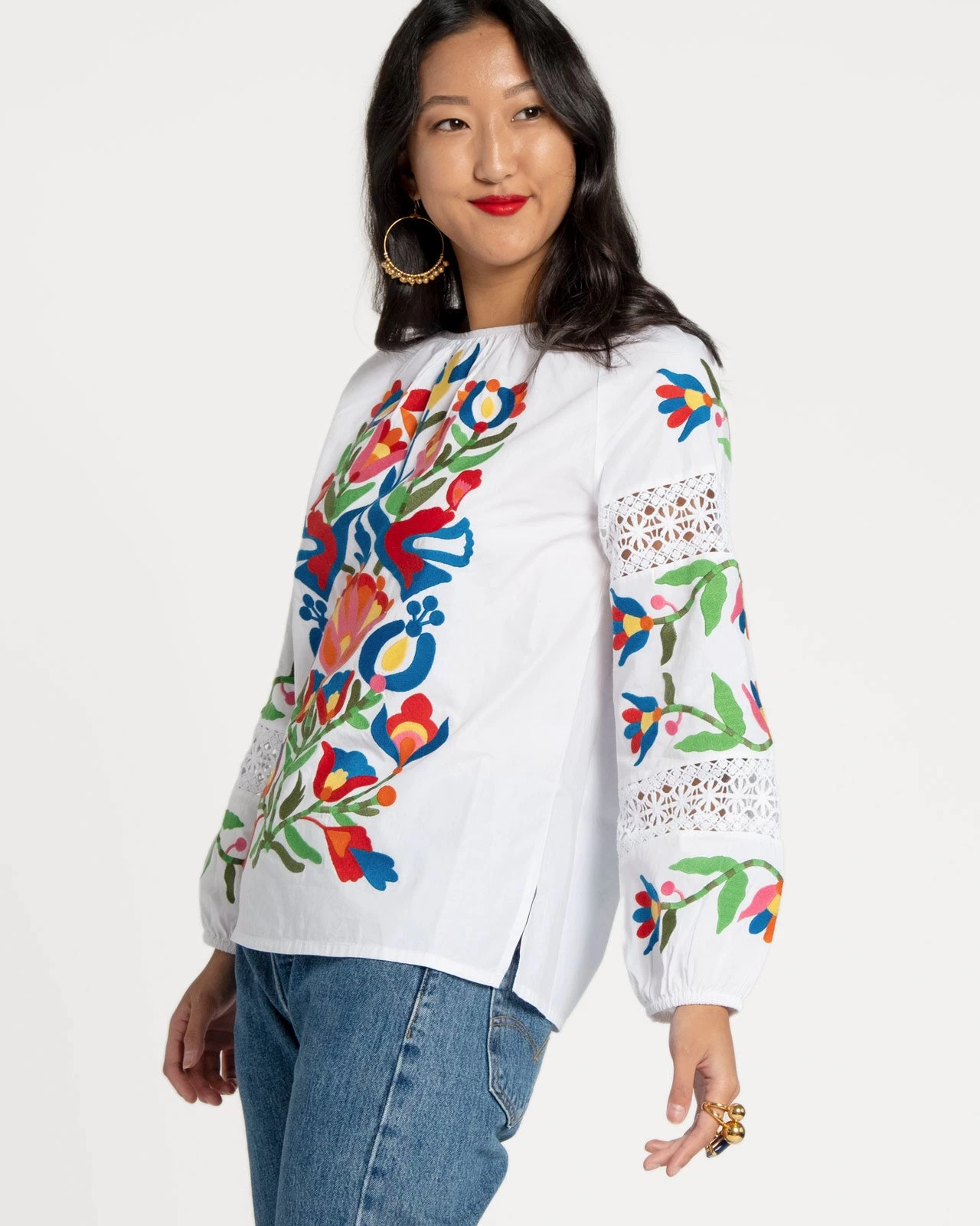 Saskia Embroidered Blouse White Multi 2 Saskia Embroidered Blouse White Multi - Image 2