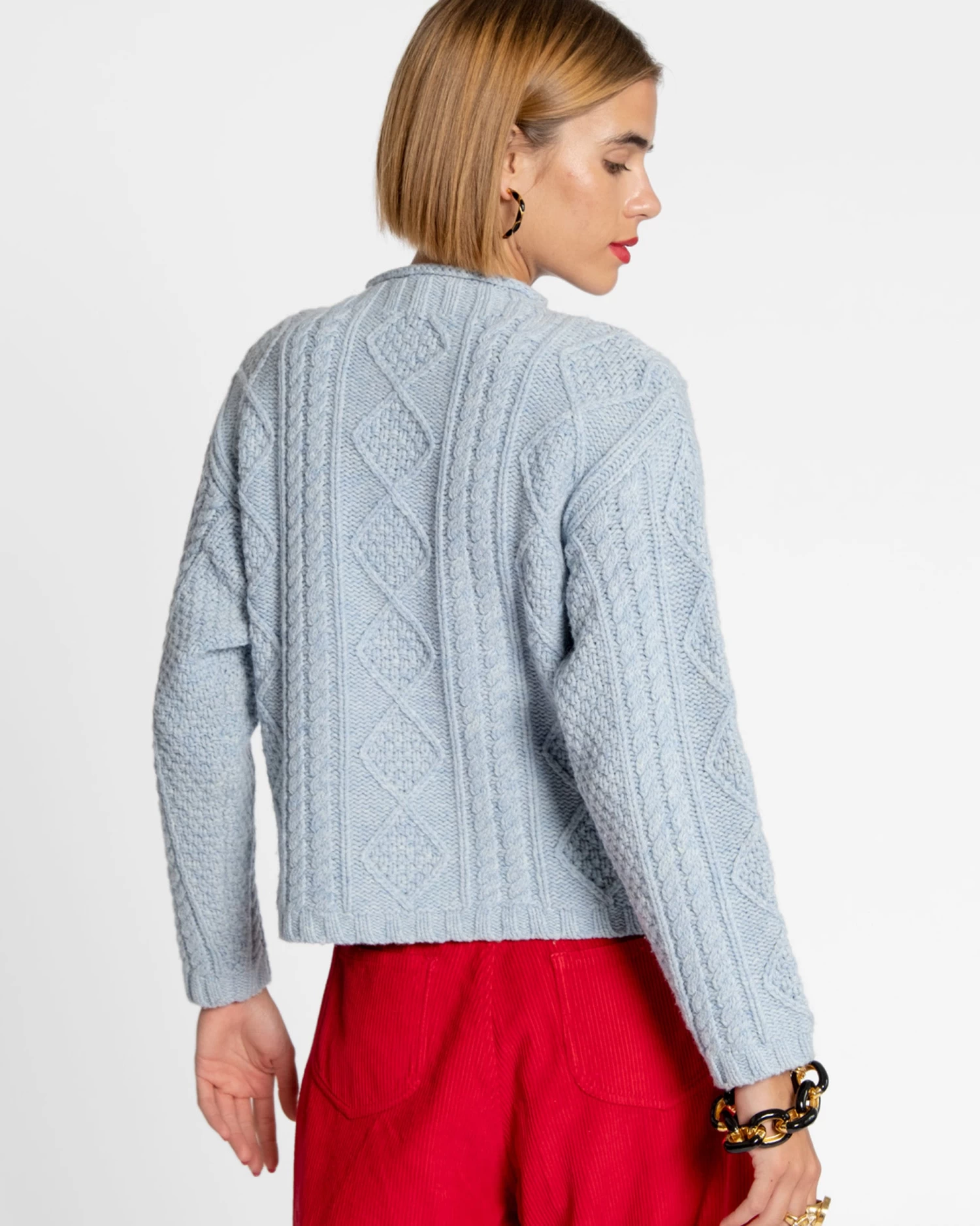 Wool Fisherman Skipper Pullover Sky 4 Wool Fisherman Skipper Pullover Sky - Image 4