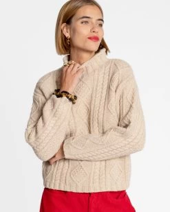 Wool Fisherman Skipper Pullover Natural