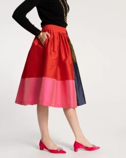 Barbara Gathered Midi Skirt Colorblock -clothing skirt colorblock 03 scaled