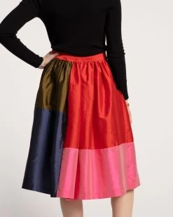 Barbara Gathered Midi Skirt Colorblock -clothing skirt colorblock 04