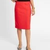 Wool Pencil Skirt Red