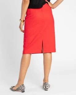 Wool Pencil Skirt Red -clothing skirt wool red 03