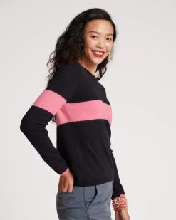 Spencer Crewneck Sweater Navy Pink -clothing spencer stripe navy 03