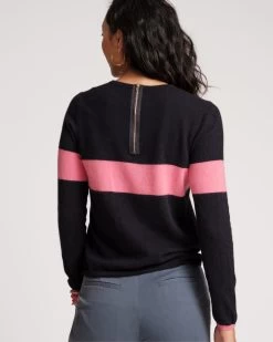 Spencer Crewneck Sweater Navy Pink -clothing spencer stripe navy 04