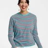 Long Sleeve Striped Shirt Turquoise Red
