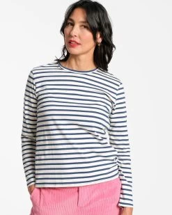 Long Sleeve Striped Shirt Oyster Navy