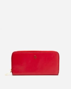 Zip Around Continental Wallet Soft Nappa Red Oyster