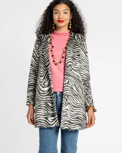 Sedgwick Faux Fur Car Coat Zebra Black